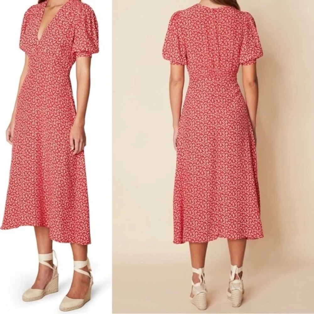 Faithfull the Brand Red and White Flutter Sleeve Sundress